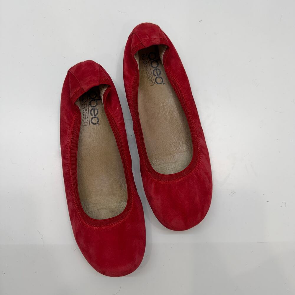 $170 ABEO Red Leather Flats 8N 8 NARROW